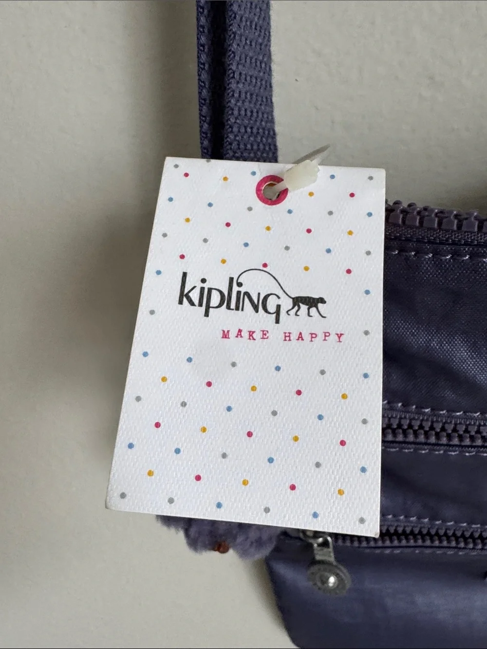 Kipling Rachael Crossbody Bag NWT Enchanted Purple Metallic Nylon Monkey Charm